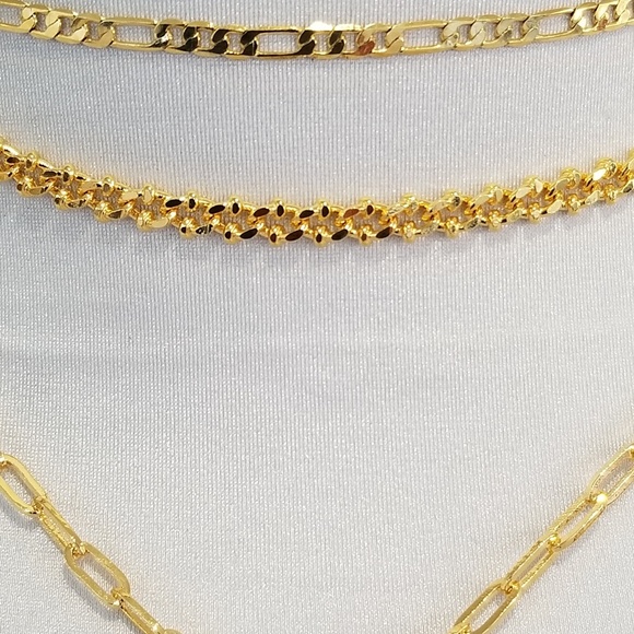 Gold bead link chain choker necklace - Picture 5 of 8